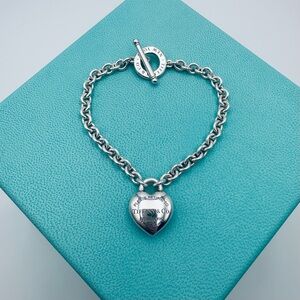 Tiffany & Co. Full Heart Toggle Bracelet in Silver 7.5” with Presentation Box